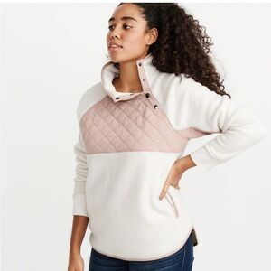 Abercrombie &Fitch women fleece jacket white and quilt dusty pink size XL